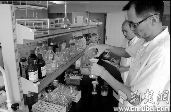 檢測人員正在用儀器檢測農(nóng)殘是否超標(biāo)